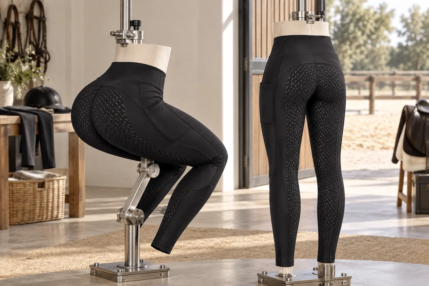High-rise full-grip riding tights: Waistband recovery — generated development study