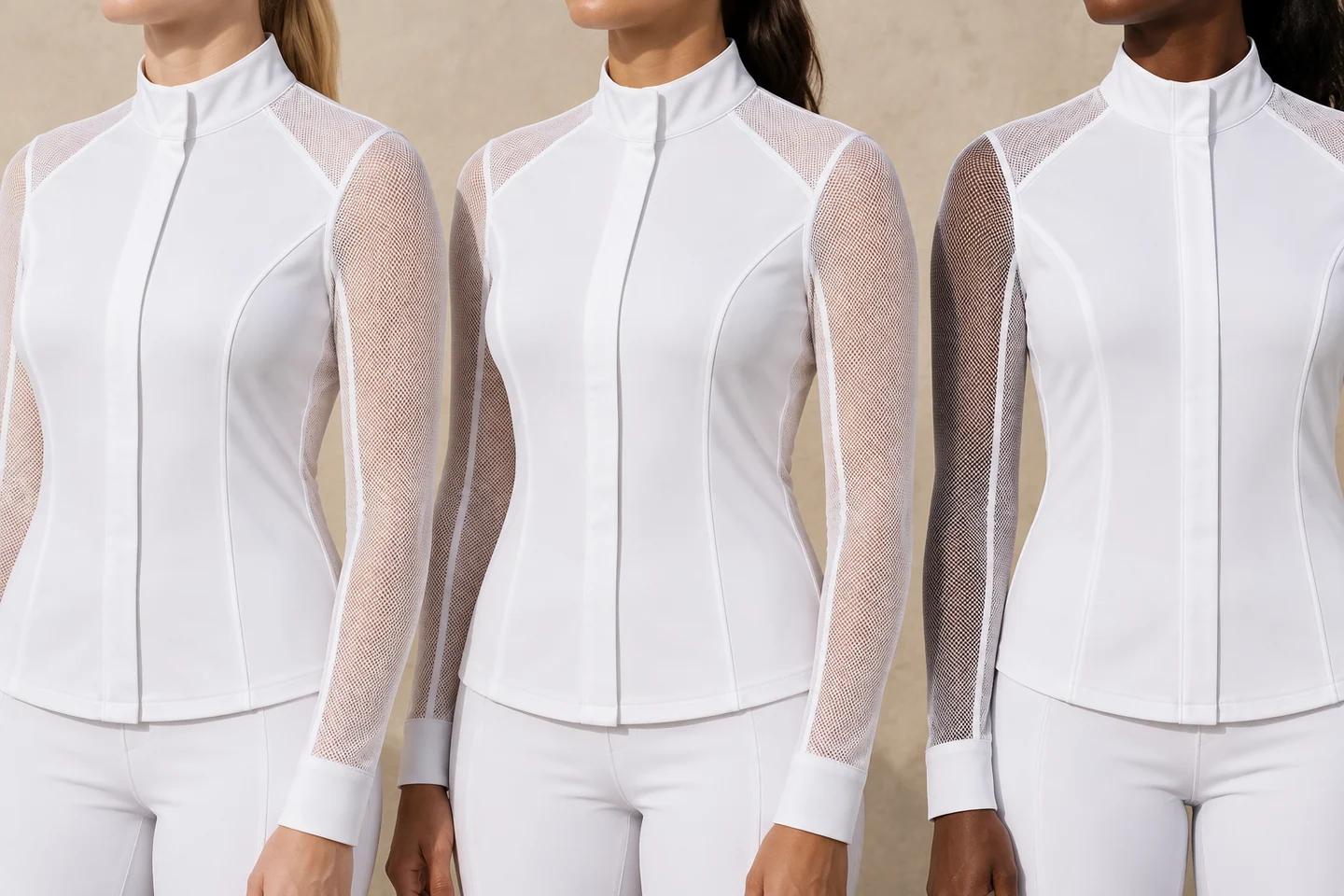 Mesh-sleeve show shirt: Transparency decision — generated development study