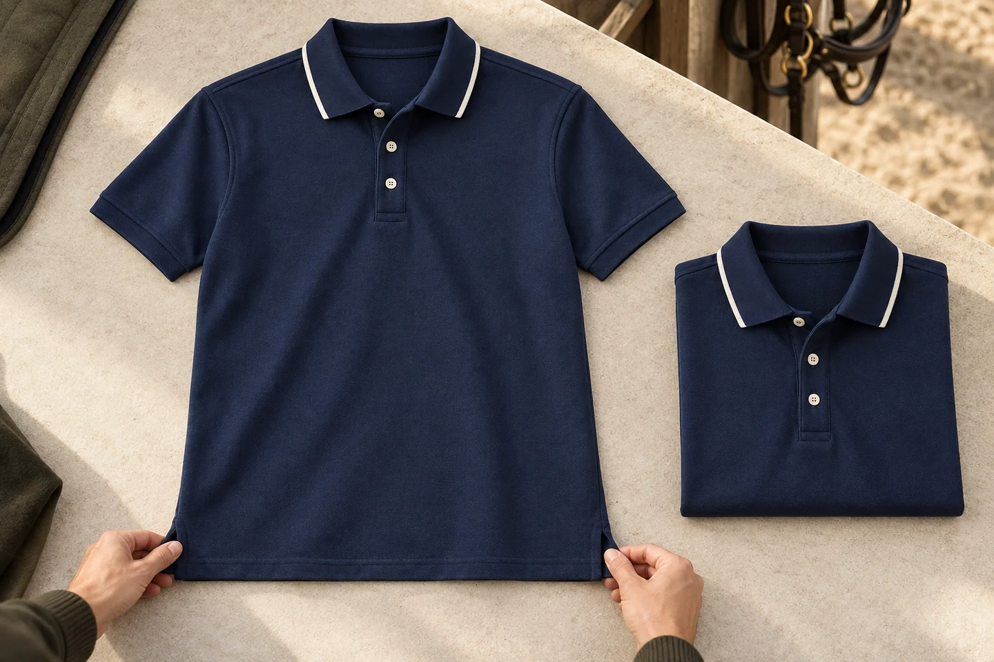 Piqué club polo: Repeat-wash shape — generated development study