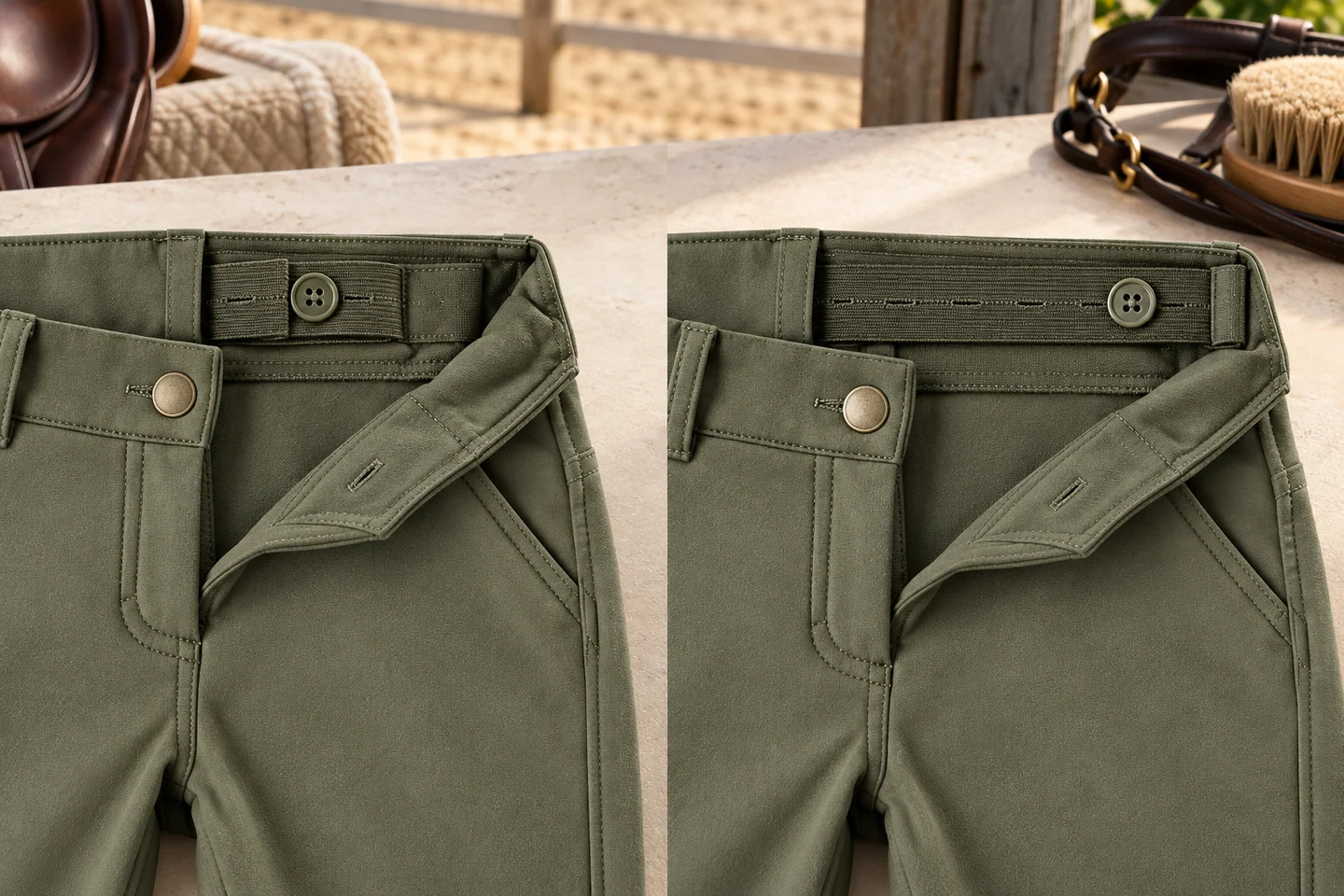 Youth adjustable-waist breeches: Secure adjustment — generated development study