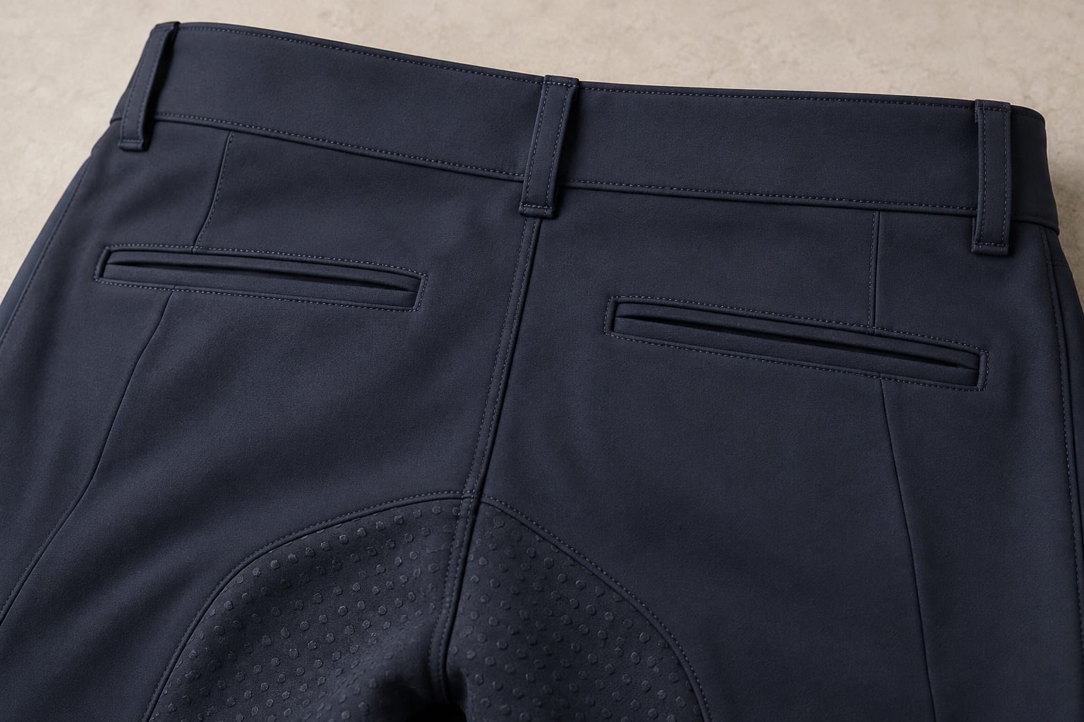 Men’s tailored breeches construction and material close-up concept
