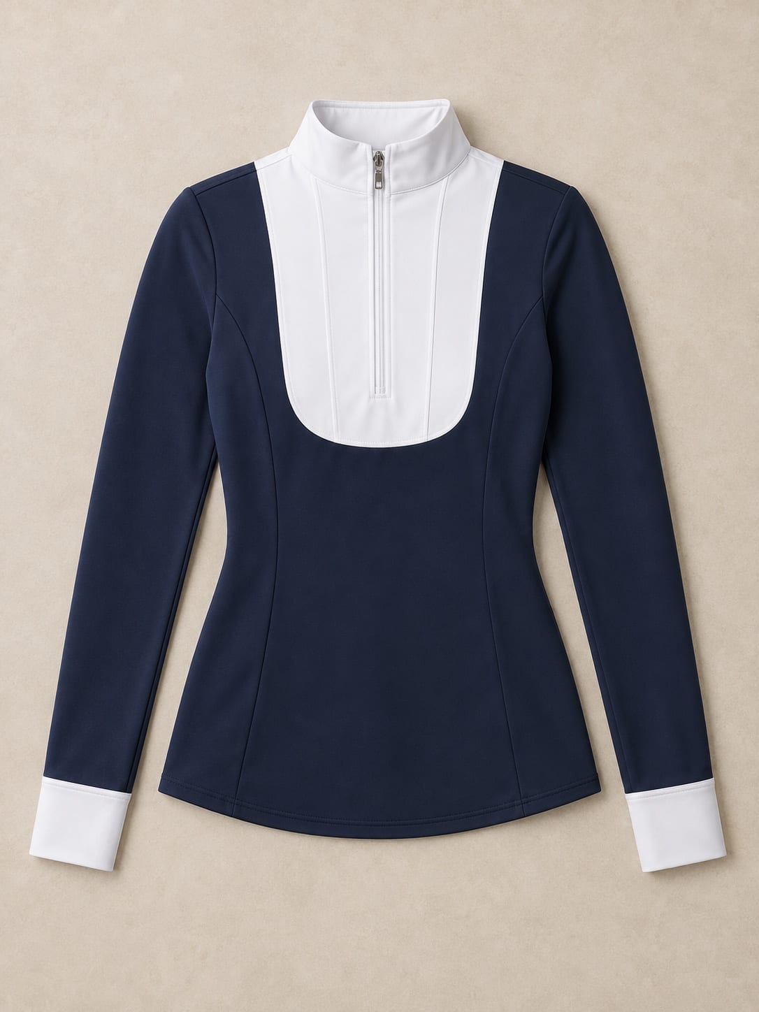 White-bib long-sleeve show shirt — garment development concept